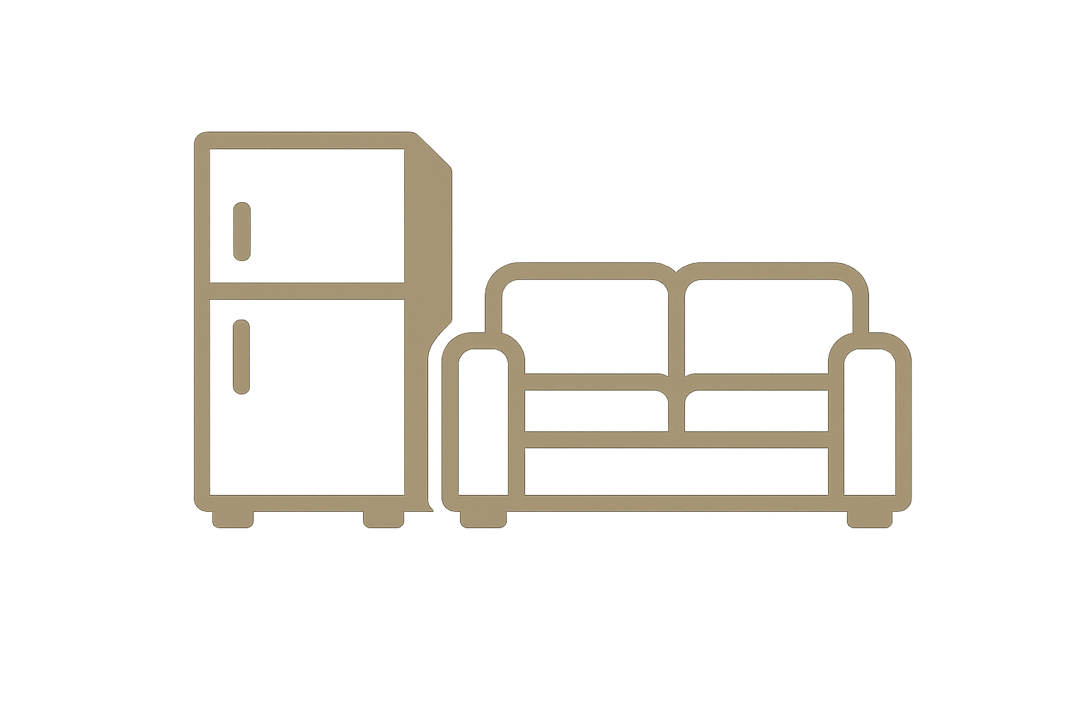 An illustration of a refrigerator and a couch, representing furniture and appliance removal services.
